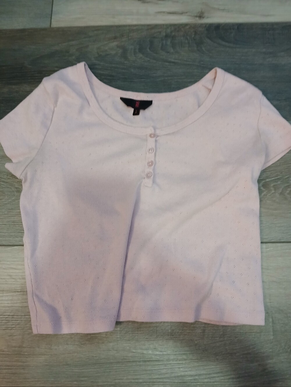 No Boundaries Light Pink Short Sleeve Henley Tee